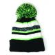 Cuff Pom Pom Stripe Knit Beanie