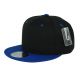 Two Color Plain Flat Bill Snapback Hat, Premium Classic, Black & Blue