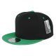 Two Color Plain Flat Bill Snapback Hat, Premium Classic, Black & Green