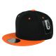 Two Color Plain Flat Bill Snapback Hat, Premium Classic, Black & Orange