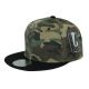 Two Color Plain Flat Bill Snapback Hat, Premium Classic, Camo & Black