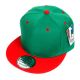 Two Color Plain Flat Bill Snapback Hat, Premium Classic, Green & Red