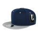 Two Color Plain Flat Bill Snapback Hat, Premium Classic, Navy & Gray