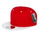 Two Color Plain Flat Bill Snapback Hat, Premium Classic, Red & White
