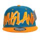Embroidered Snapback Hat, State Patch Cap, #05 OAKLAND, blue, light blue.