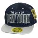 PVC Embroidered Snapback, 3D Silicone Patch Cap, #04 NEW YORK, Navy blue.