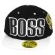 PVC Embroidered Snapback, 3D Silicone Patch Cap, #66 BOSS, black