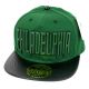 PVC Embroidered Snapback, 3D Silicone Patch Cap, #84 PHILADELPHIA, green.