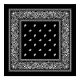 100% Cotton Paisley Bandana Scarf, Head Wrap Double Sided Print, Black (21 inch)