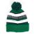 Cuff Pom Pom Stripe Knit Beanie, Premium Plain Skull Slouch Hat Cap, Kelly Green / Black