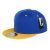 Two Color Plain Flat Bill Snapback Hat, Premium Classic, Blue & Yellow