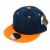 Two Color Plain Flat Bill Snapback Hat, Premium Classic, Navy / Orange