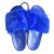 Furry Faux Fur Fuzzy Slippers Cute Fluffy Sandals, Blue, 24 Pairs