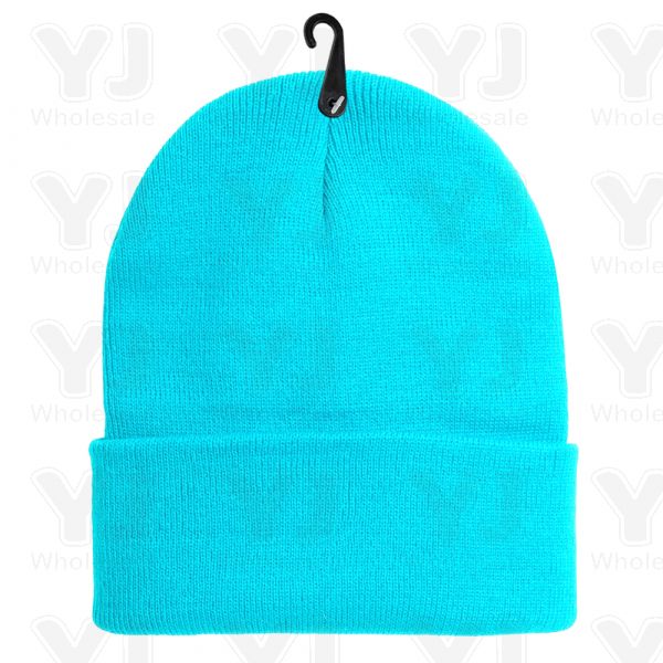 Cuff Skull Cap Plain Beanie Knit Ski Hat Sky Blue