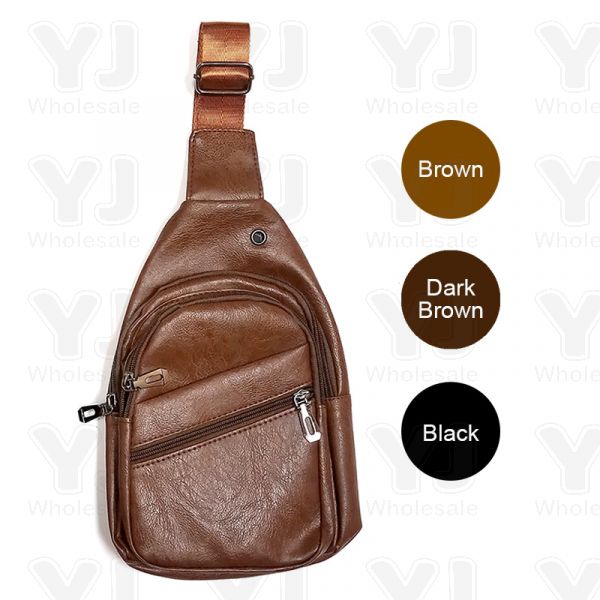 Mens Leather Sling Bag Crossbody Chest Bag Shoulder Bag Backpack