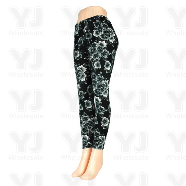 Women's High Waisted Tummy Control Fashion Leggings, Active Leggings Pants  for Women, #17 Black Floral Pattern