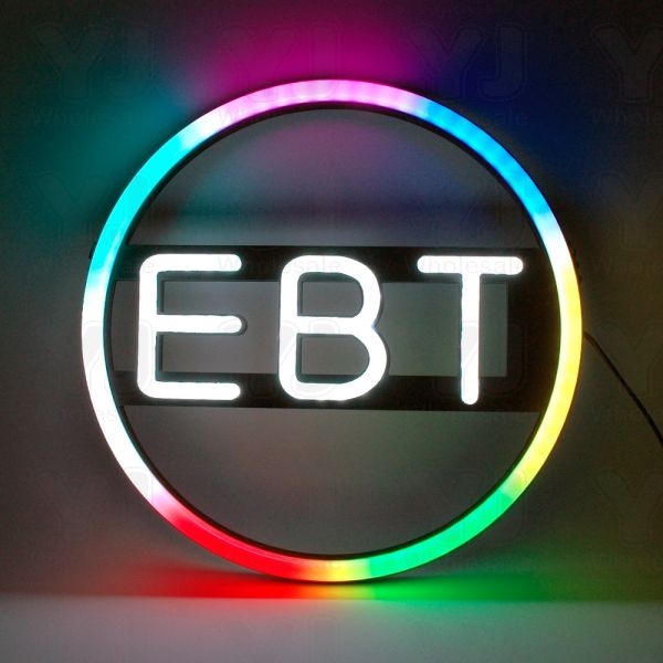 LED EBT Circle Neon Sign for Business, Electronic Lighted Board, EBT (16  inch)