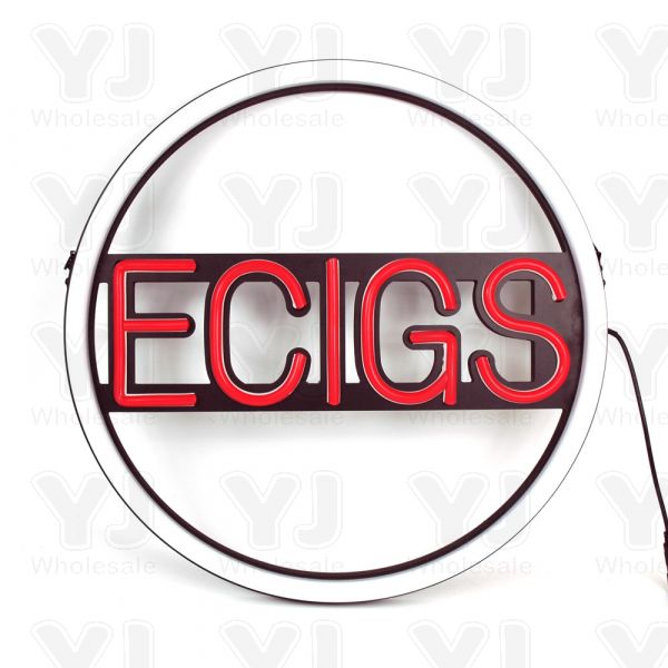 LED ECIGS Circle Neon Sign for Business, Electronic Lighted Board